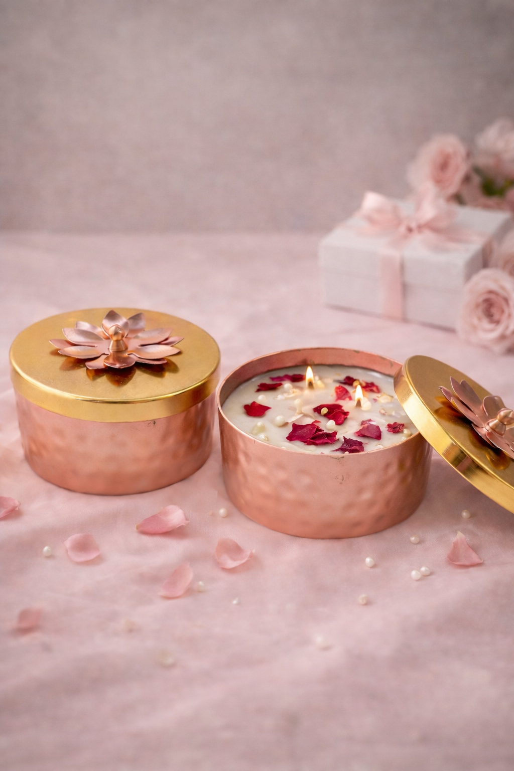 Roses & Pearls Metal Jar Candle
